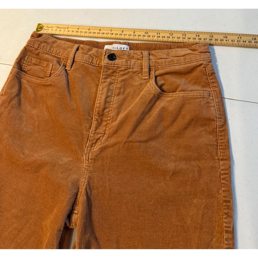 Loft Womens Caramel Brown Corduroy Straight Leg Pants Size 8 29 High Rise - Picture 4 of 11